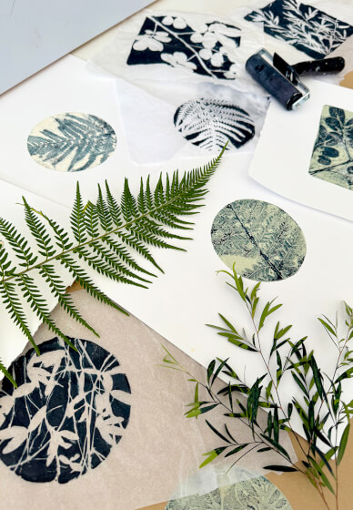 Botanical Gel Printing with Acrylic Paint Class